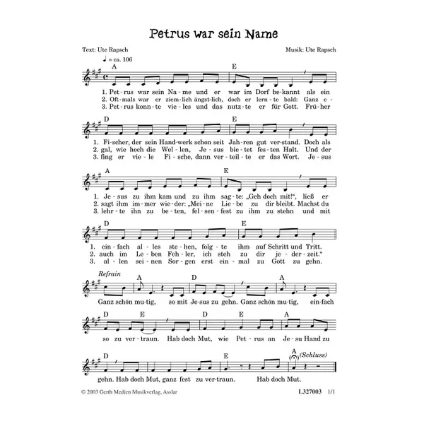 Produktbild des Artikels Petrus war sein Name (Noten - Download)