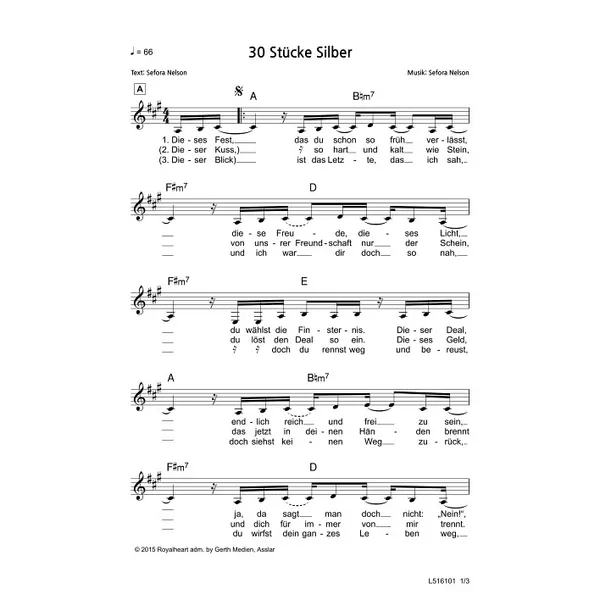 Produktbild des Artikels 30 Stücke Silber (Noten - Download)