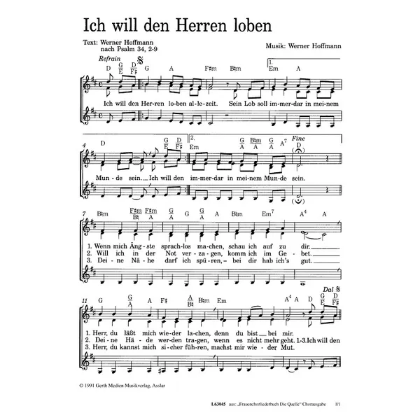 Produktbild des Artikels Ich will den Herren loben (Noten - Download)
