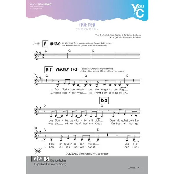 Produktbild des Artikels Frieden (Noten - Download)