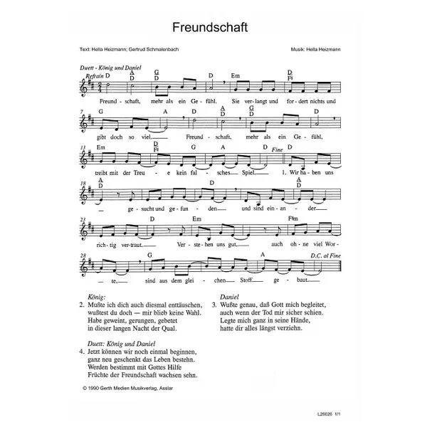 Produktbild des Artikels Freundschaft (Noten - Download)