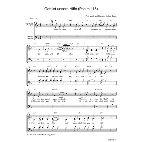 Produktbild des Artikels Gott ist unsre Hilfe (Psalm 115) (Noten - Download)