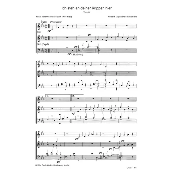 Produktbild des Artikels Ich steh an deiner Krippen hier (Noten - Download)