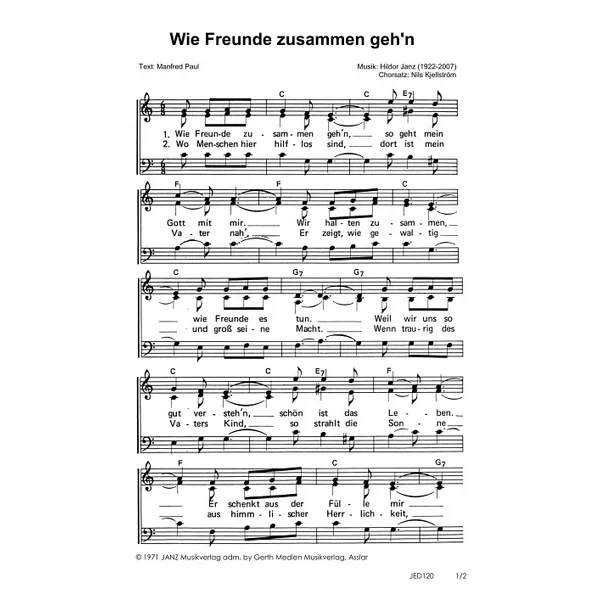 Produktbild des Artikels Wie Freunde zusammen geh'n (Noten - Download)