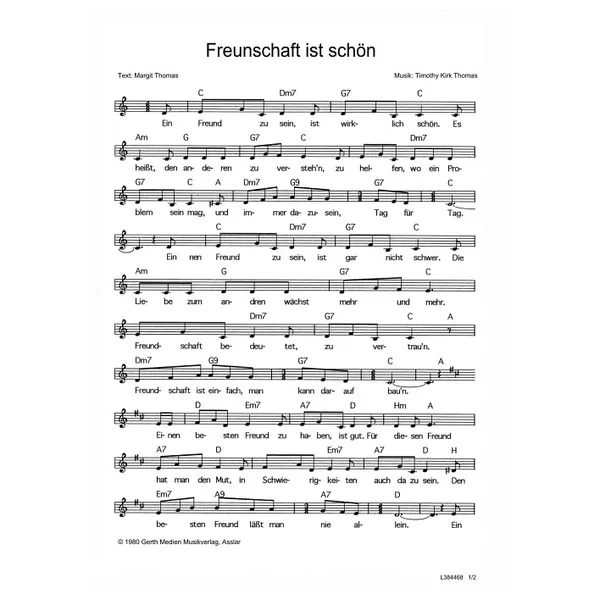 Produktbild des Artikels Freundschaft ist schön (Noten - Download)