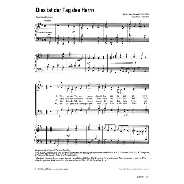 Produktbild des Artikels Dies ist der Tag des Herrn (Noten - Download)