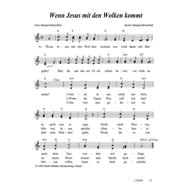 Produktbild des Artikels Wenn Jesus mit den Wolken kommt (Noten - Download)