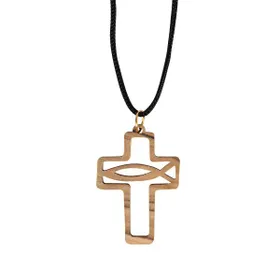 Produktbild des Artikels Halskette mit Kreuz aus Olivenholz ()
