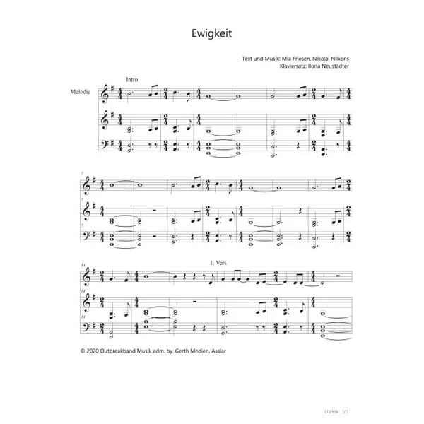 Produktbild des Artikels Ewigkeit (Noten - Download)