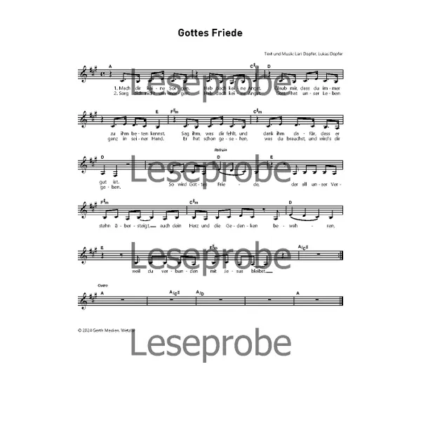 Produktbild des Artikels Gottes Friede (Noten - Download)