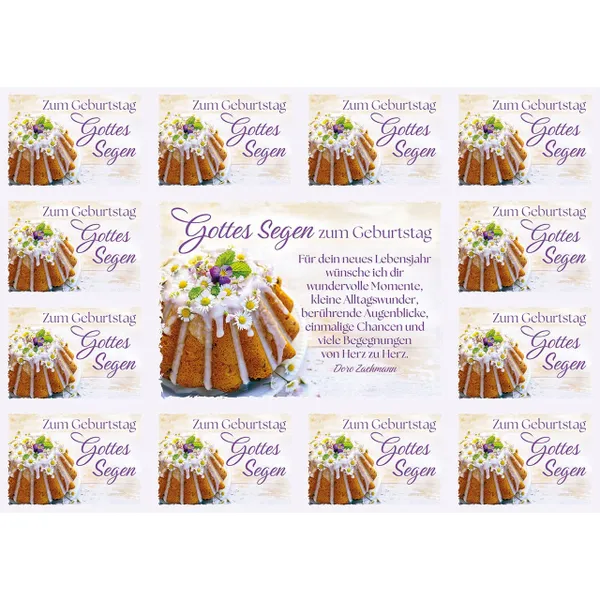 Produktbild des Artikels Aufkleber-Grußkarten: Gottes Segen z.Geburtstag, 4 Stück (Schreibwaren)