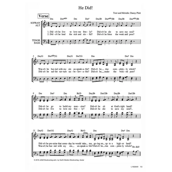 Produktbild des Artikels He Did (Noten - Download)