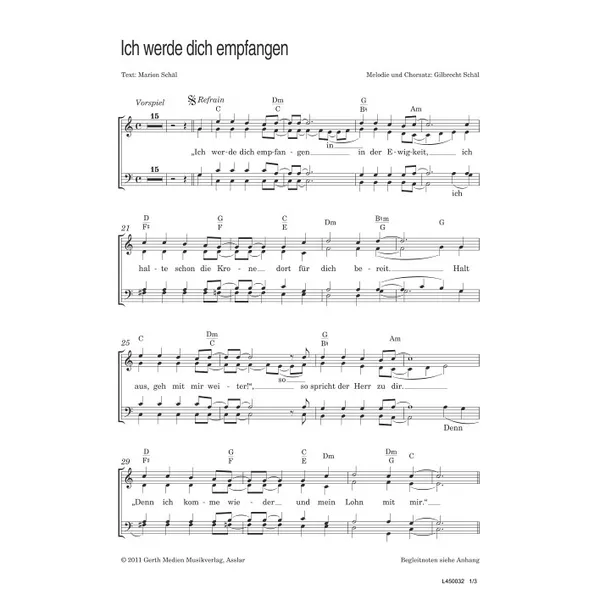 Produktbild des Artikels Ich werde dich empfangen (Noten - Download)