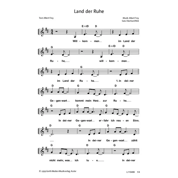 Produktbild des Artikels Land der Ruhe (Noten - Download)