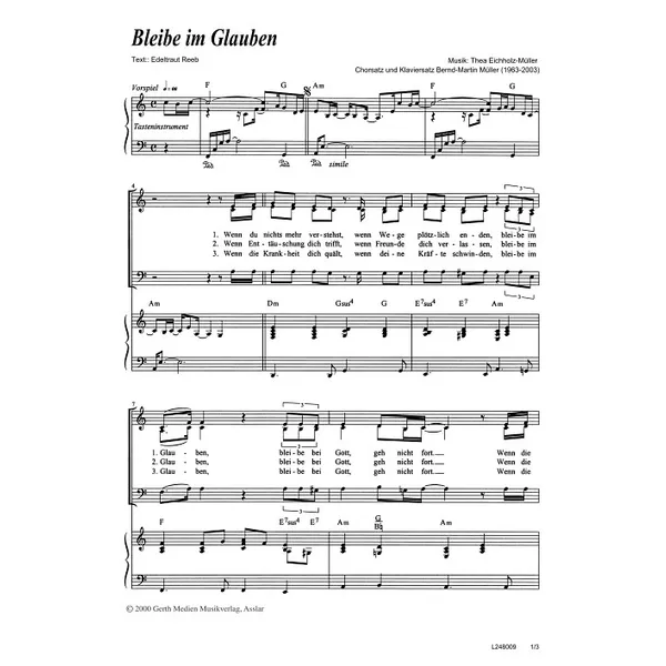 Produktbild des Artikels Bleibe im Glauben (Noten - Download)