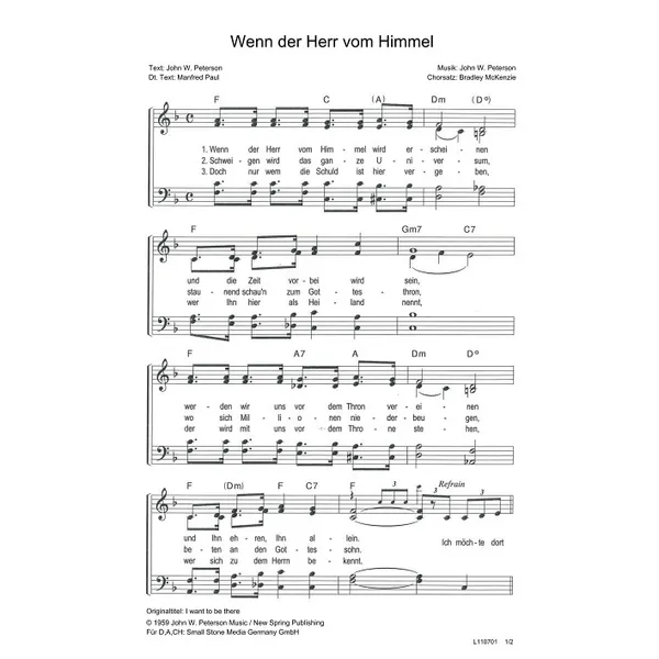 Produktbild des Artikels Wenn der Herr vom Himmel (Noten - Download)