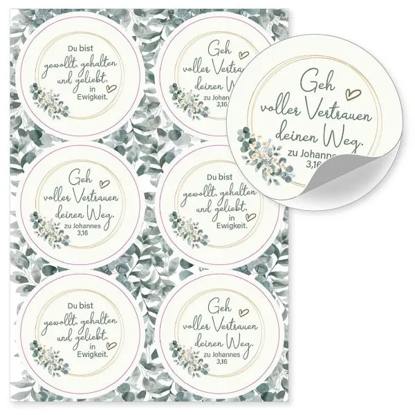 Produktbild des Artikels Aufkleber-Grußkarten: Geh voller Vertrauen, 4 Stück (Schreibwaren)