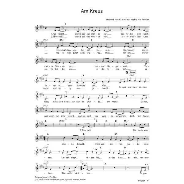 Produktbild des Artikels Am Kreuz (Noten - Download)