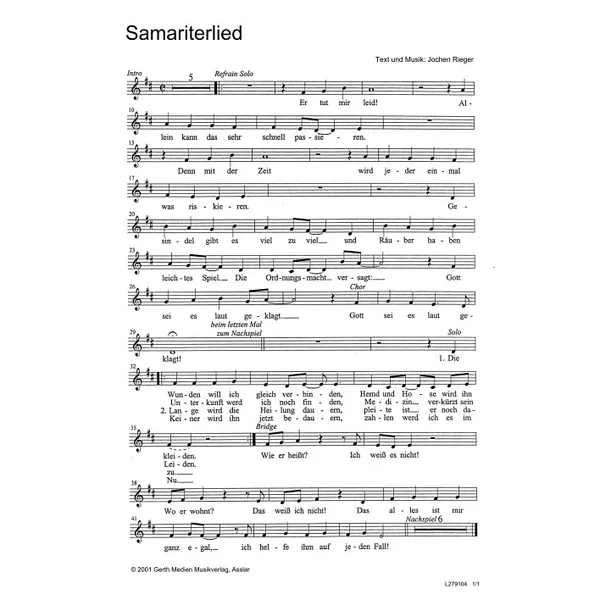 Produktbild des Artikels Samariterlied (Noten - Download)