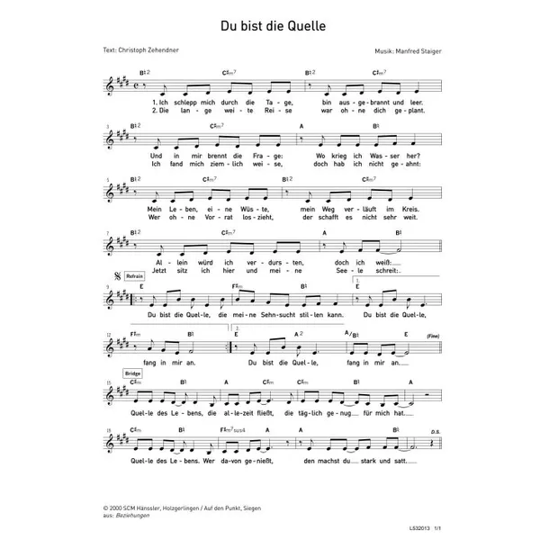 Produktbild des Artikels Du bist die Quelle (Noten - Download)