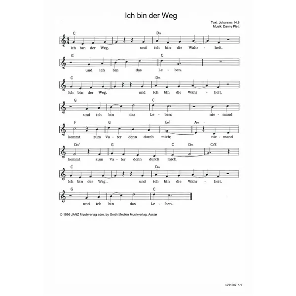 Produktbild des Artikels Ich bin der Weg (Noten - Download)
