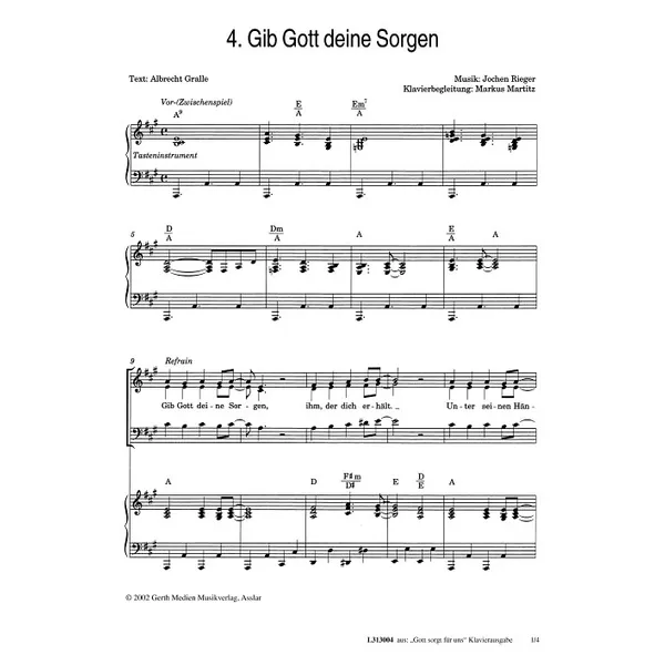 Produktbild des Artikels Gib Gott deine Sorgen (Noten - Download)