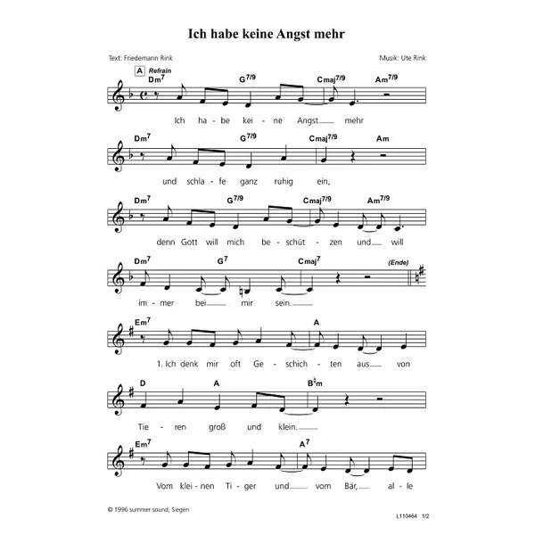 Produktbild des Artikels Ich habe keine Angst mehr (Noten - Download)