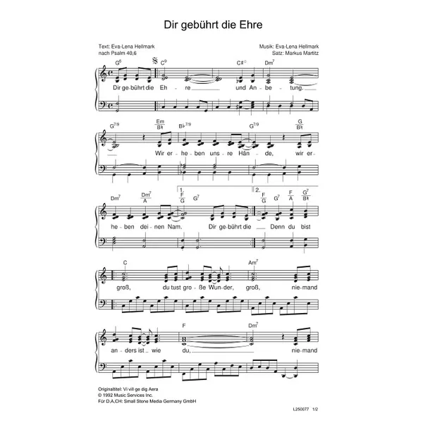 Produktbild des Artikels Dir gebührt die Ehre (Noten - Download)