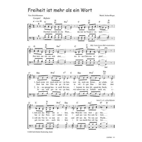 Produktbild des Artikels Freiheit ist mehr als ein Wort (Noten - Download)