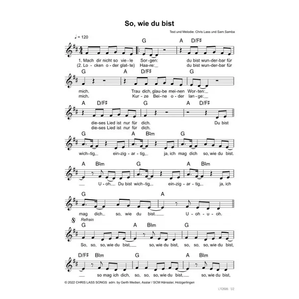 Produktbild des Artikels So, wie du bist (Noten - Download)