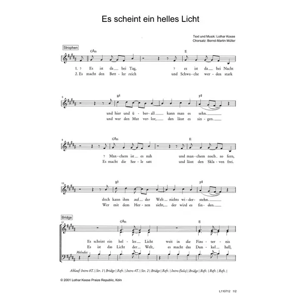 Produktbild des Artikels Es scheint ein helles Licht (Noten - Download)