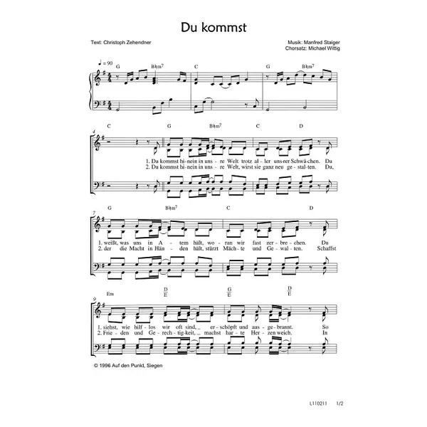 Produktbild des Artikels Du kommst (Noten - Download)