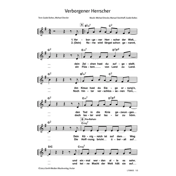 Produktbild des Artikels Verborgener Herrscher (Noten - Download)