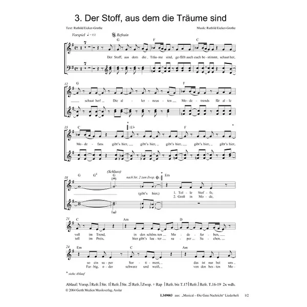 Produktbild des Artikels Der Stoff, aus dem die Träume sind (Noten - Download)