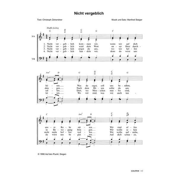 Produktbild des Artikels Nicht vergeblich (Noten - Download)