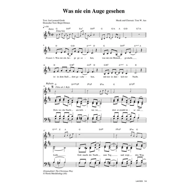 Produktbild des Artikels Was nie ein Auge gesehen (Noten - Download)