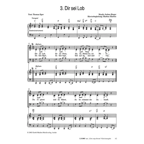 Produktbild des Artikels Dir sei Lob (Noten - Download)