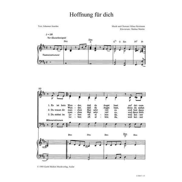 Produktbild des Artikels Hoffnung für dich (Noten - Download)