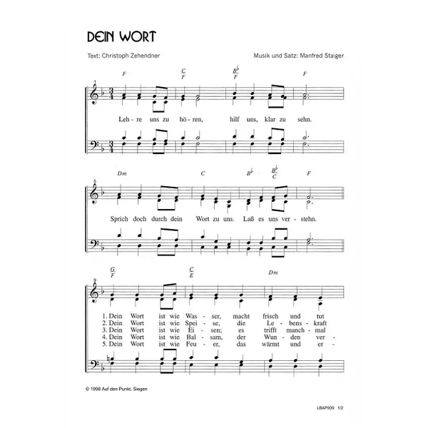 Produktbild des Artikels Dein Wort (Noten - Download)