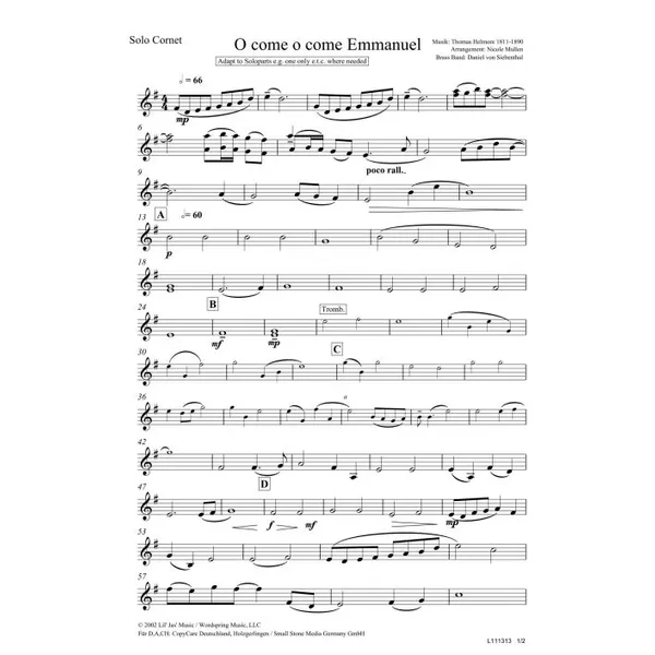 Produktbild des Artikels O Come, O Come Emmanuel (Solocornet) (Noten - Download)