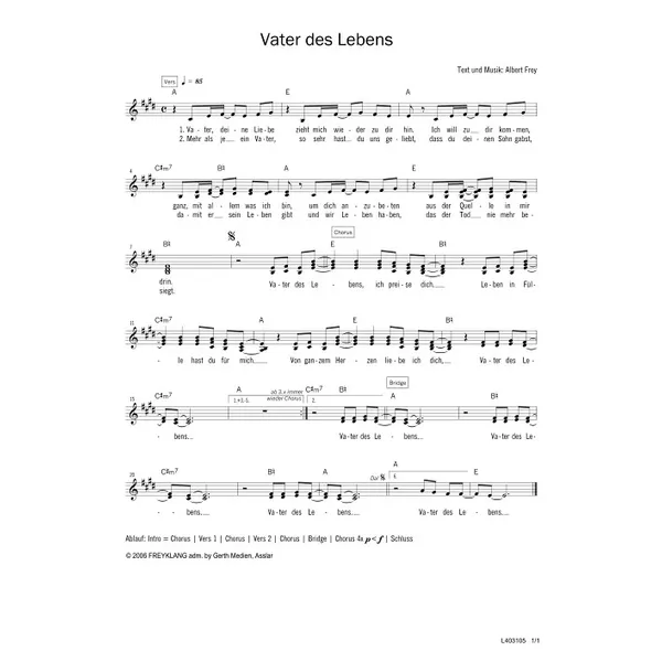 Produktbild des Artikels Vater des Lebens (Noten - Download)