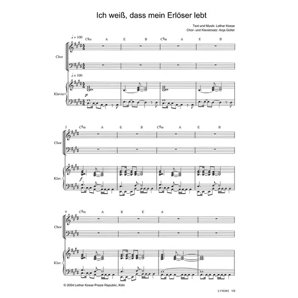 Produktbild des Artikels Ich weiß, dass mein Erlöser lebt (Noten - Download)