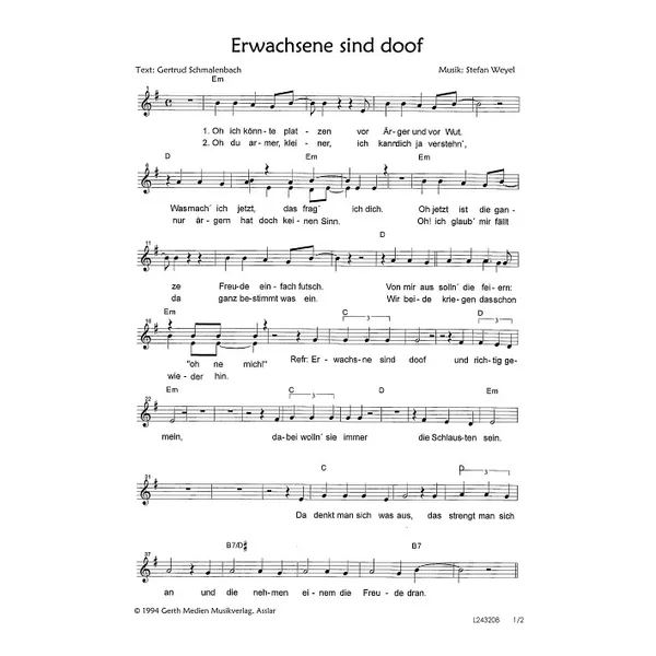 Produktbild des Artikels Erwachsene sind doof (Noten - Download)