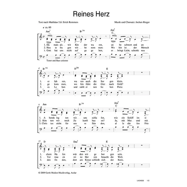 Produktbild des Artikels Reines Herz (Noten - Download)