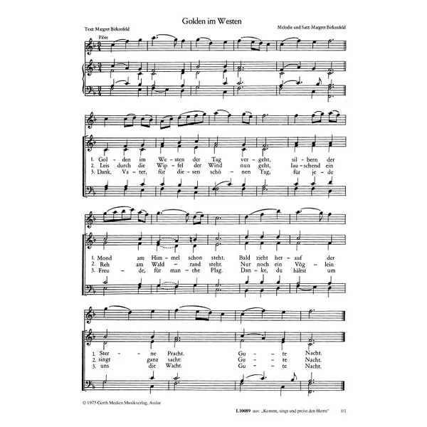 Produktbild des Artikels Golden im Westen der Tag vergeht (Noten - Download)