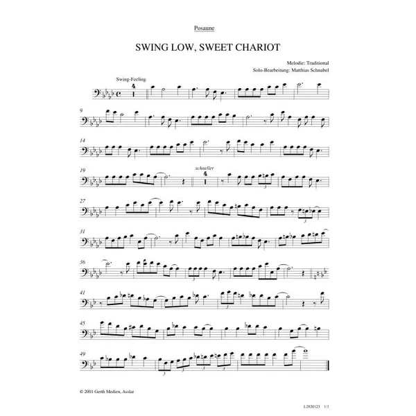 Produktbild des Artikels Swing Low, Sweet Chariot (Posaune) (Noten - Download)