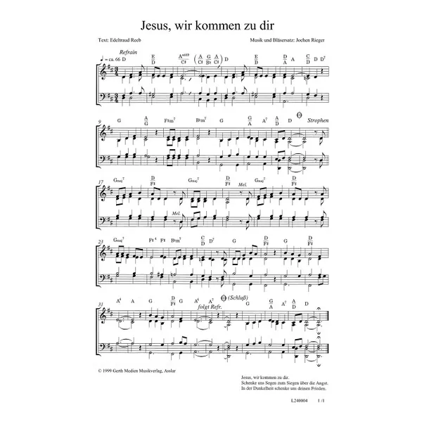 Produktbild des Artikels Jesus, wir kommen zu dir (Noten - Download)