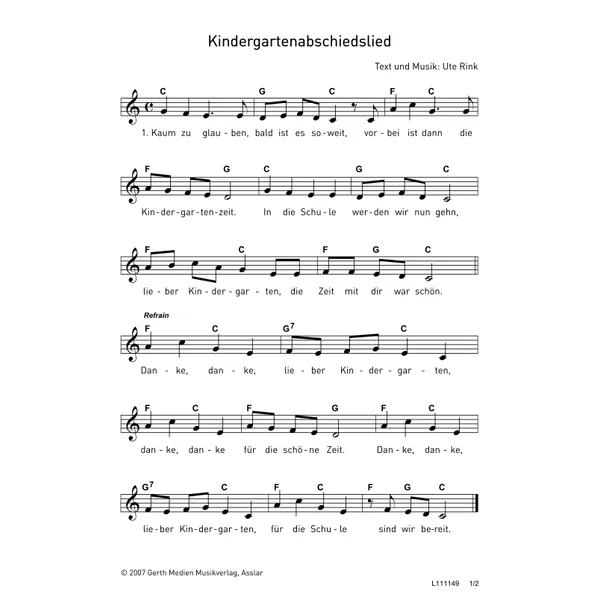 Produktbild des Artikels Kindergartenabschiedslied (Noten - Download)