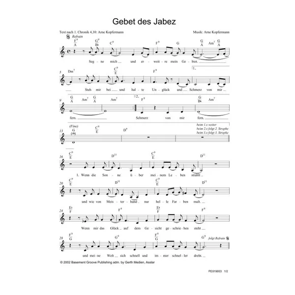 Produktbild des Artikels Gebet des Jabez (Noten - Download)