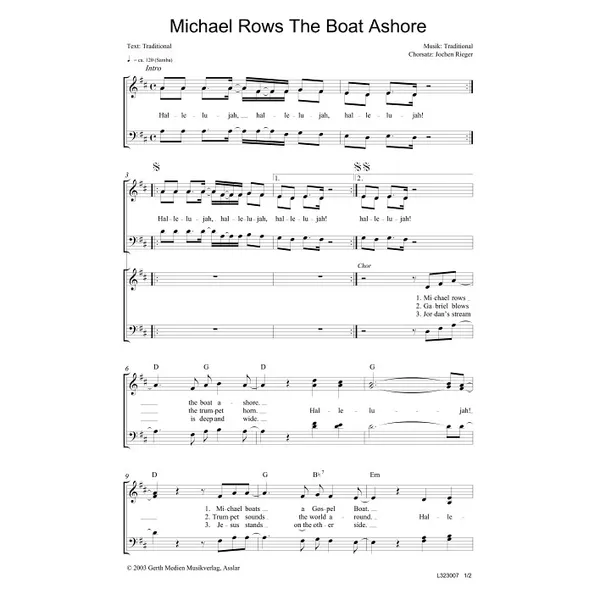 Produktbild des Artikels Michael Rows The Boat Ashore (Noten - Download)
